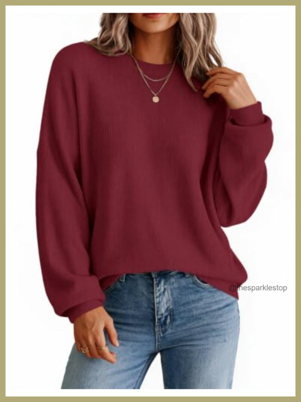 Oversized Crewneck Long Sleeve Knit Pullover Sweater Soft Warm Fall